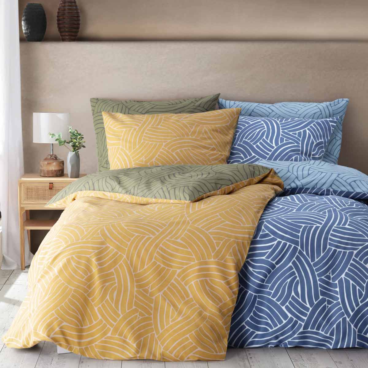 Sympathica Ellis Satin Bettwäsche blau